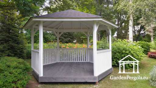 6-seitiger weißer Gartenpavillon - garden gazebo pergola