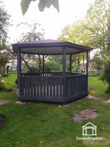 6-seitiger dunkelgrauer Gartenpavillon