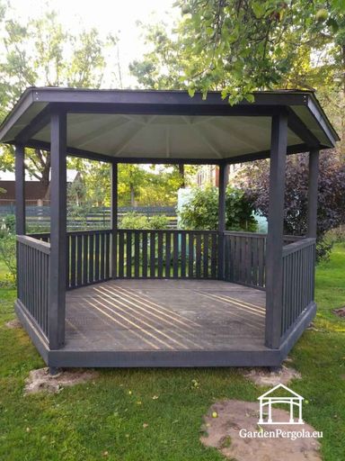 6-seitiger dunkelgrauer Gartenpavillon