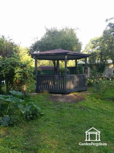 6-seitiger dunkelgrauer Gartenpavillon