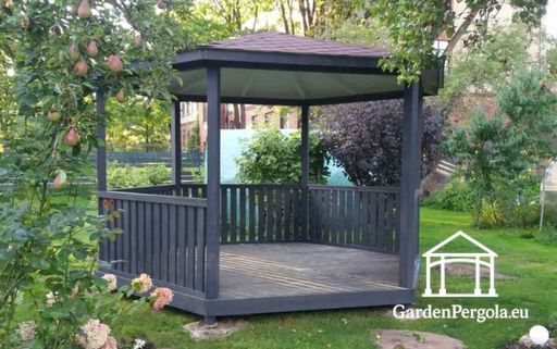 6-seitiger dunkelgrauer Gartenpavillon - garden gazebo pergola