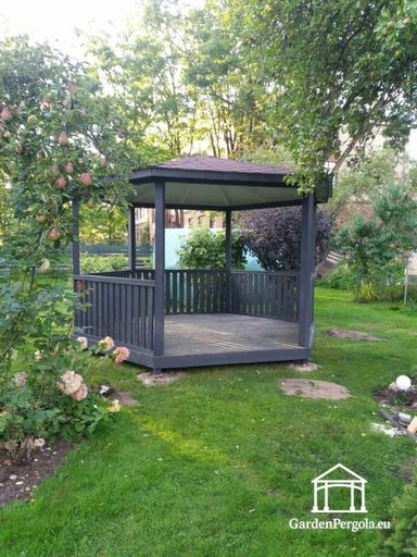 6-seitiger dunkelgrauer Gartenpavillon