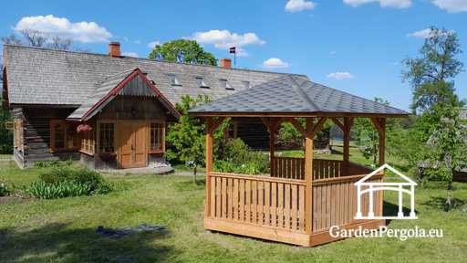 6-seitiger hellbrauner Gartenpavillon