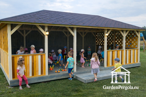 4x8m Großer Kindergarten Gartenpavillon