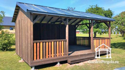 4x6m Gartenpavillon mit zweischrägem Metalldach - garden gazebo pergola