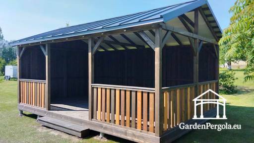4x6m Gartenpavillon mit zweischrägem Metalldach