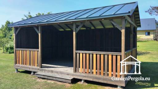 4x6m Gartenpavillon mit zweischrägem Metalldach