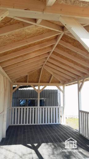 4x6m weißer Gartenpavillon mit dunkelgrauem Boden