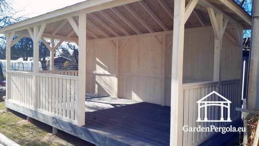 4x6m weißer Gartenpavillon mit dunkelgrauem Boden