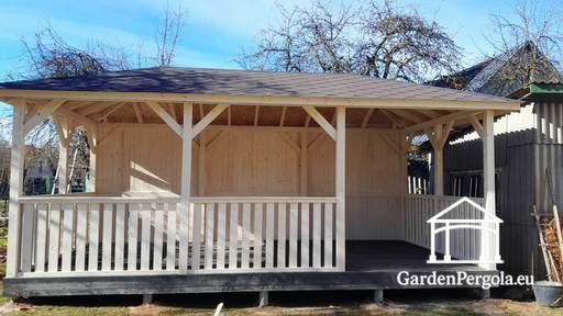 4x6m weißer Gartenpavillon mit dunkelgrauem Boden - garden gazebo pergola