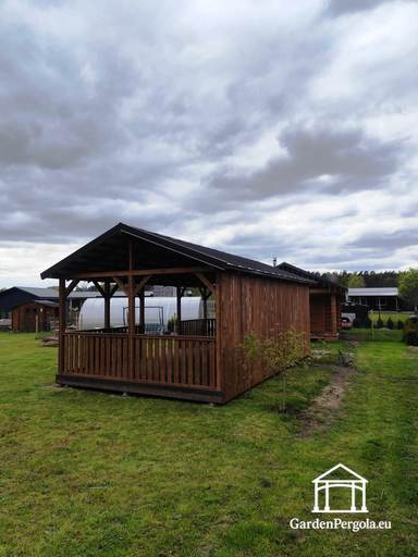 4x7m großer Metall-Dach brauner Gartenpavillon