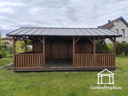 4x7m großer Metall-Dach brauner Gartenpavillon