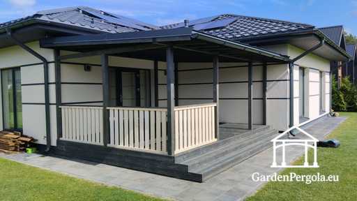 Premium Dunkelgrauer Gartenpavillon mit Metalldach 4x6m