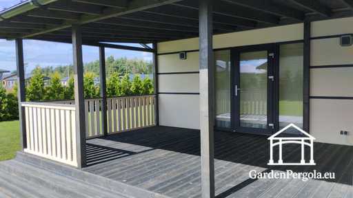 Premium Dunkelgrauer Gartenpavillon mit Metalldach 4x6m