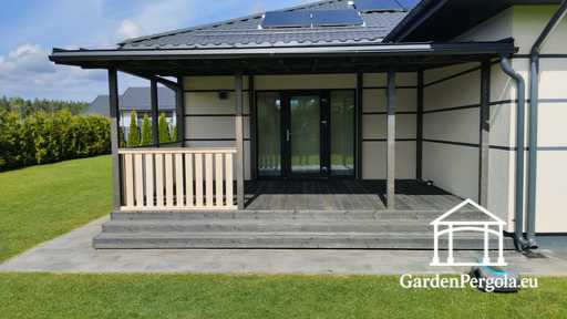 Premium Dunkelgrauer Gartenpavillon mit Metalldach 4x6m