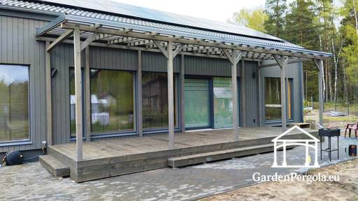 An das Haus angebauter Vordach 3x10m Polycarbonat - garden gazebo pergola