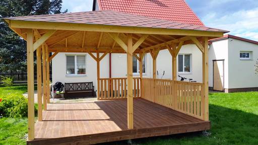 4x4,5 m Holz-Gartenpavillon — Gemütlich, geräumig und perfekt für Entspannung im Freien