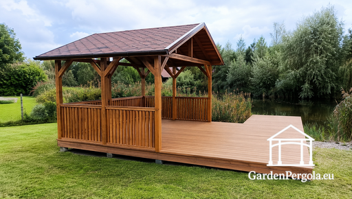 3x4 m Holzpavillon mit geräumiger 4x4 m Terrasse - garden gazebo pergola