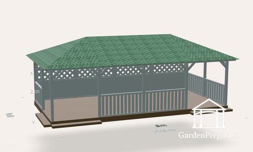 4x8 m Holz-Gartenpavillon