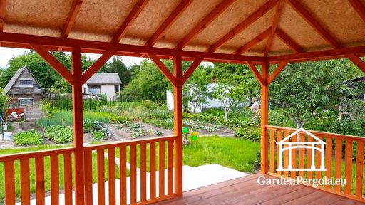 4x5 m Amber Holzpavillon — geräumiger Gartenpavillon mit Boden, Geländern und überdachtem Dach