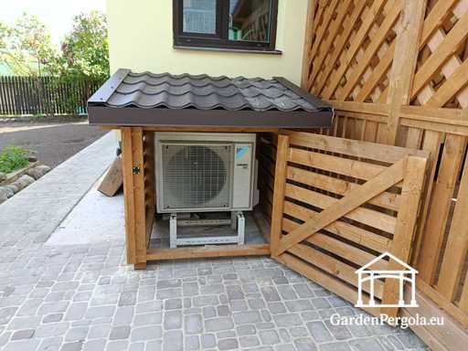 3x3,5 m Natürliche Holzhaus-Erweiterung mit 1,3x1,3 m Klimaanlagenabdeckung