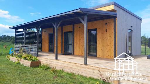 Natürlicher Holzhaus-Anbau mit überdachter Terrasse - garden gazebo pergola