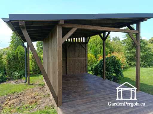 3x6 m natürlicher Holz-Gartenpavillon mit 3x4 m Dach