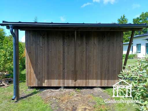 3x6 m natürlicher Holz-Gartenpavillon mit 3x4 m Dach