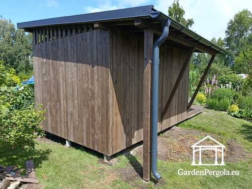 3x6 m natürlicher Holz-Gartenpavillon mit 3x4 m Dach