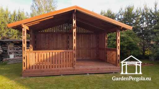 4x6 m brauner Holz-Gartenpavillon - garden gazebo pergola