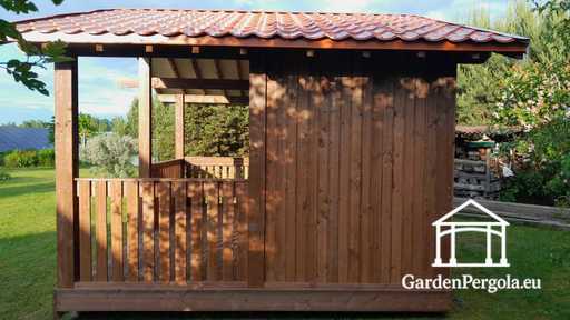 4x6 m brauner Holz-Gartenpavillon