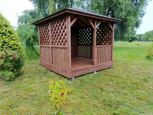 3×3 m brauner Holz-Gartenpavillon mit Boden
