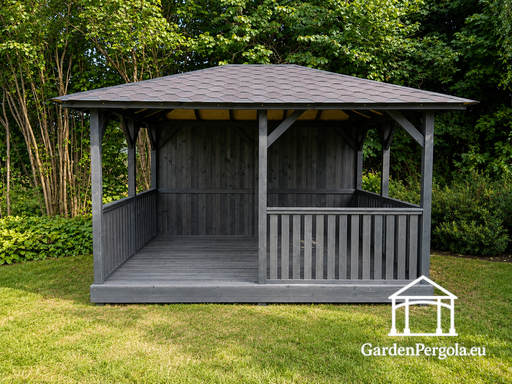 3x4 m Dark Grey Wooden Garden Gazebo