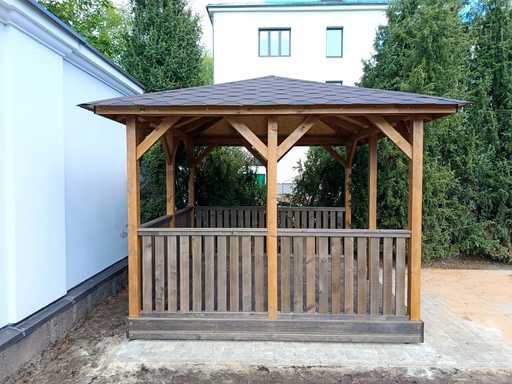 3x4 m Holzpavillon — Gemütlicher Gartenpavillon mit Boden und offener Rückwand