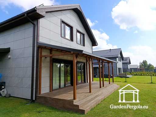Natürliche 2,4 x 9 m Holzveranda ohne Terrasse