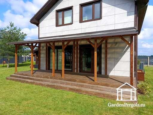 Natürliche 2,4 x 9 m Holzveranda ohne Terrasse