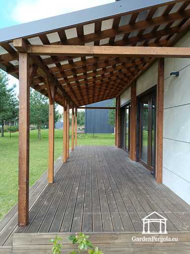 Natürliche 2,4 x 9 m Holzveranda ohne Terrasse