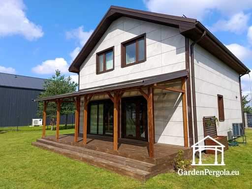 Natürliche 2,4 x 9 m Holzveranda ohne Terrasse