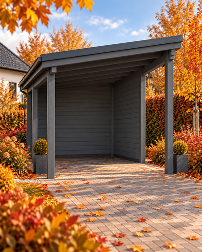 Holzcarport 4 × 4,5 m mit Pultdach - garden gazebo pergola