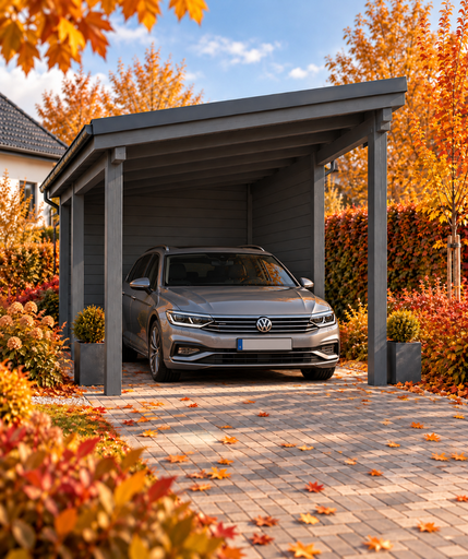 Holzcarport 4 × 4,5 m mit Pultdach