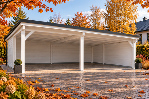 4,5 × 8 m Holz-Carport für zwei Autos mit Metall-Pultdach - garden gazebo pergola