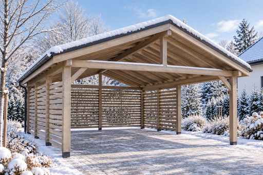4,5 × 5 m Holz-Carport mit Satteldach aus Metall - garden gazebo pergola