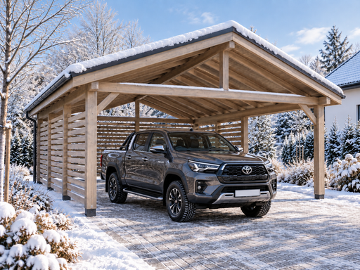 4,5 × 5 m Holz-Carport mit Satteldach aus Metall