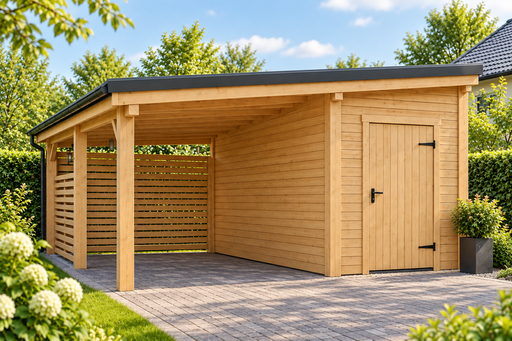 4x5 m Holz-Carport mit kleinem Abstellraum - garden gazebo pergola