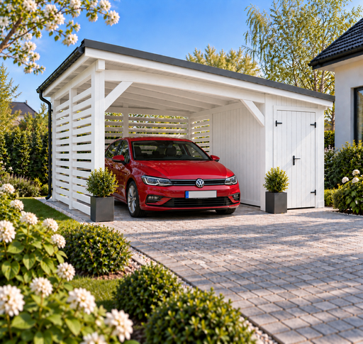 4x4,5 m Holzcarport mit kleinem Abstellraum