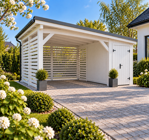 4x4,5 m Holzcarport mit kleinem Abstellraum - garden gazebo pergola