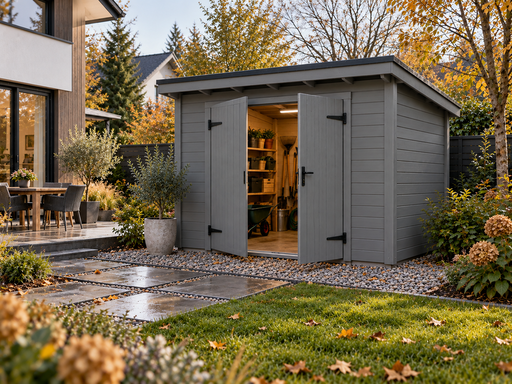 3 × 4 m Weißes Holz-Gartenhaus mit Pultdach