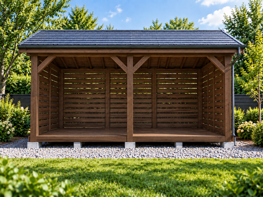 3 × 4,5 m offener Holzschuppen für Brennholz mit Satteldach - garden gazebo pergola