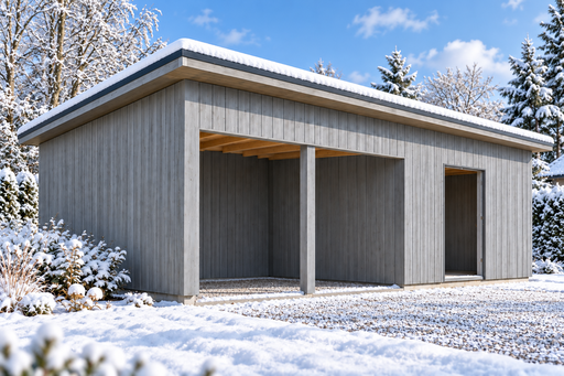 4 × 6 m Brennholzunterstand – Gartenlager mit Pultdach