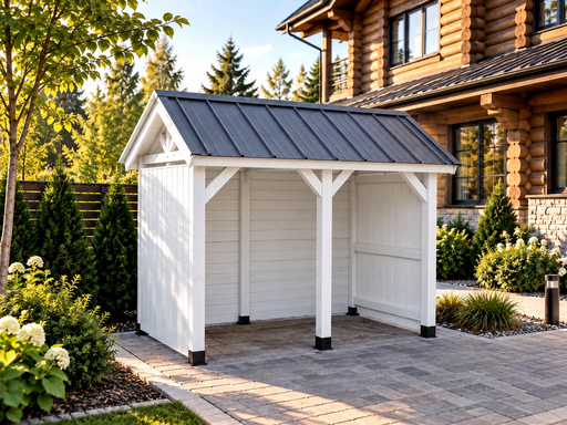 2 × 3 m Holz-Mülltonnenunterstand für zwei Container mit Metalldach - garden gazebo pergola